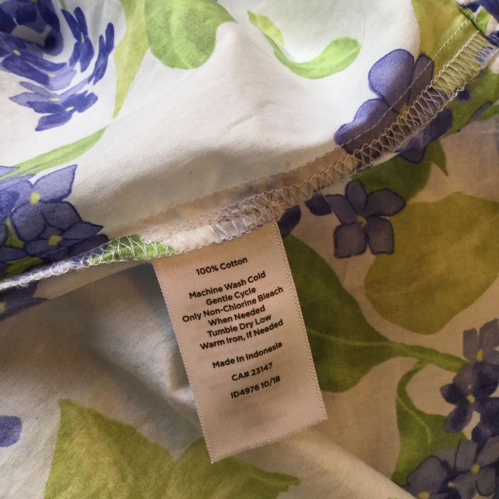 Talbots White & Purple Floral Print Cotton Blouse - Picture 7 of 7